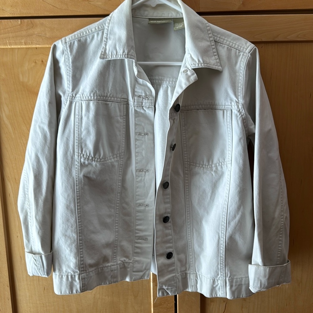 Denim Jacket Tan in color.